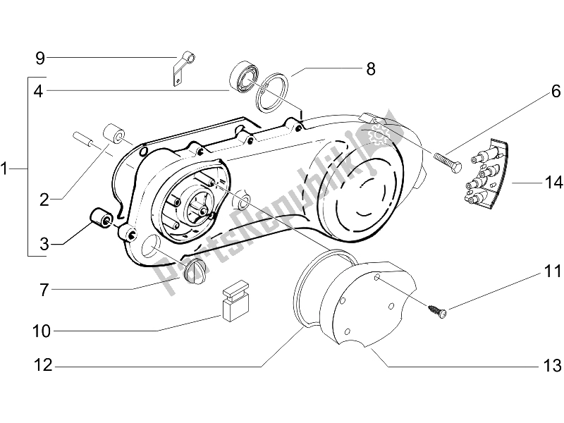 All parts for the Crankcase Cover - Crankcase Cooling of the Piaggio Typhoon 50 Serie Speciale 2007