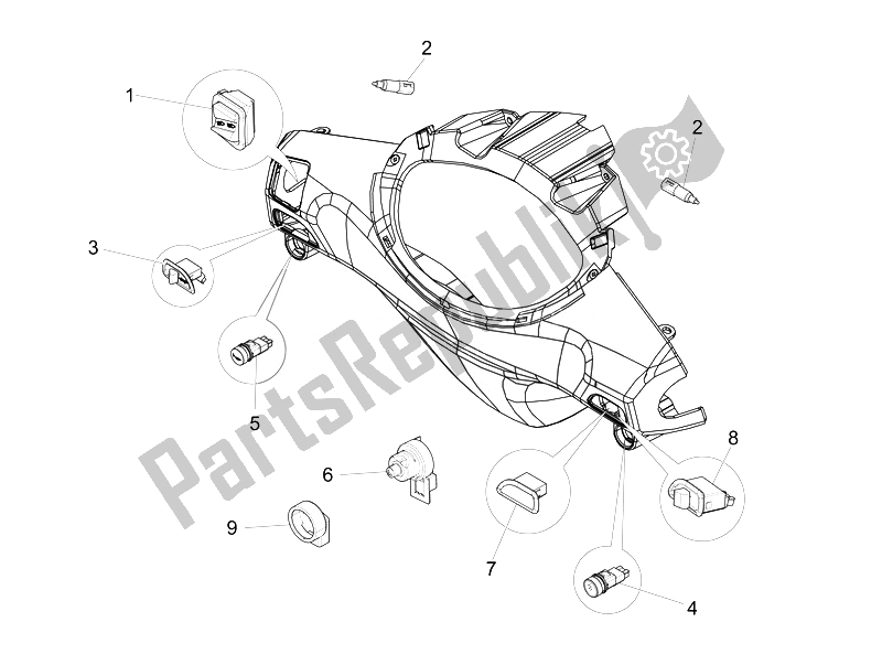 Toutes les pièces pour le Sélecteurs - Interrupteurs - Boutons du Piaggio FLY 50 4T 4V USA 2 2014