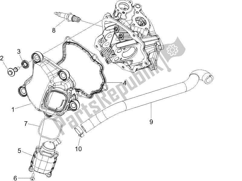 All parts for the Cylinder Head Cover of the Piaggio X9 125 Evolution Potenziato UK 2006