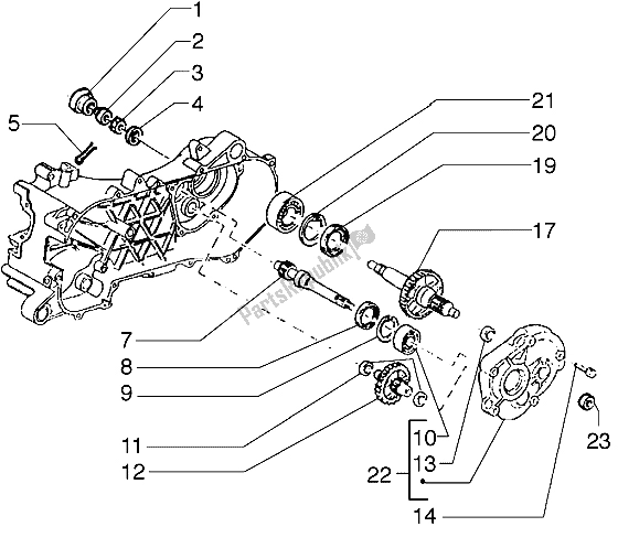 All parts for the Rear Wheel Shaft of the Piaggio Diesis 50 2004