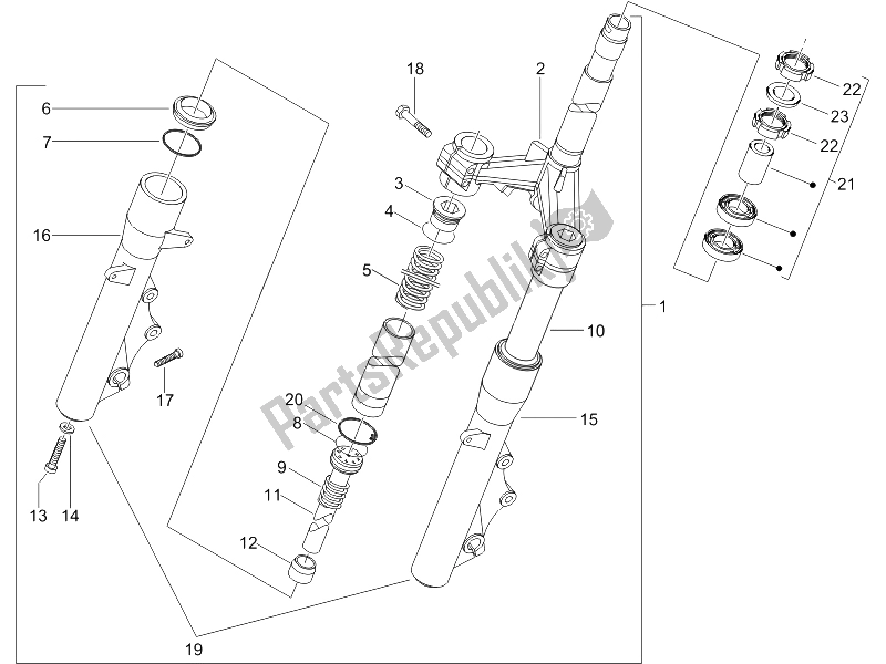 Toutes les pièces pour le Fourche / Tube De Direction - Palier De Direction du Piaggio X9 125 Evolution Powered 2005