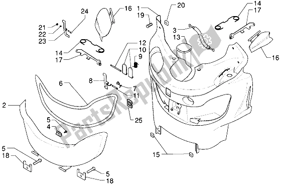 All parts for the Front Glove Compartment of the Piaggio X9 125 2000