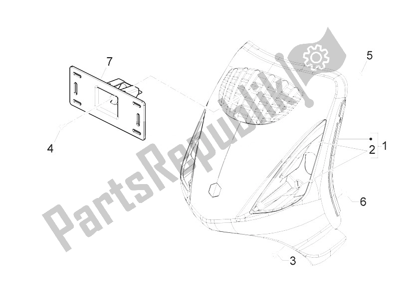 All parts for the Front Shield of the Piaggio ZIP 100 4T Vietnam 2011