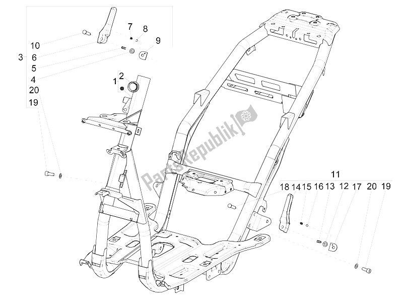 Toutes les pièces pour le Cadre / Carrosserie du Piaggio NRG Power DD H2O CH 50 2011