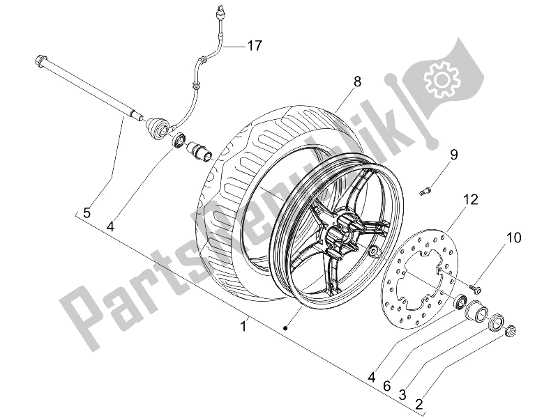 Todas las partes para Rueda Delantera de Piaggio FLY 50 2T 25 KMH B NL 2005