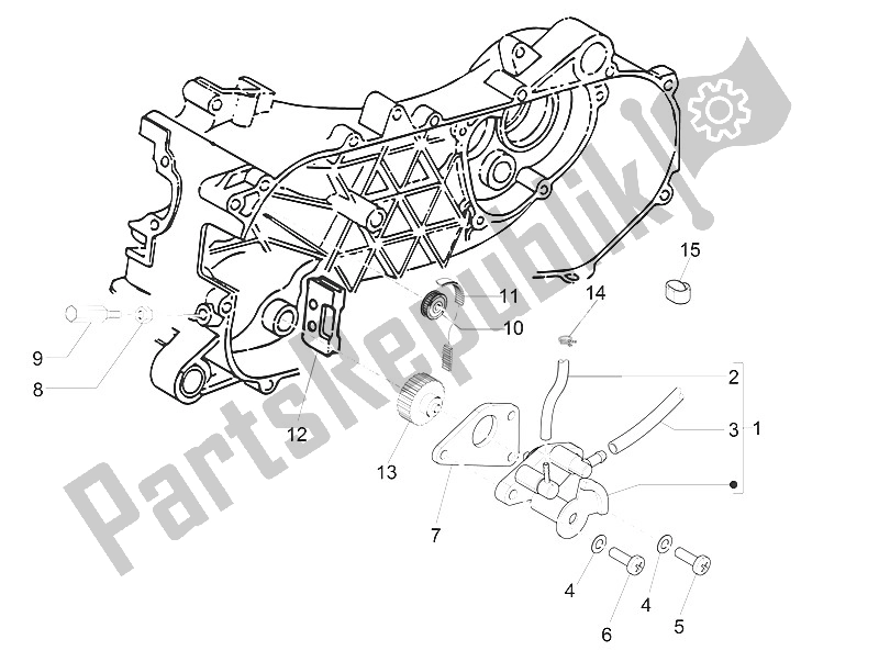 All parts for the Oil Pump of the Piaggio NRG Power DD H2O CH 50 2011