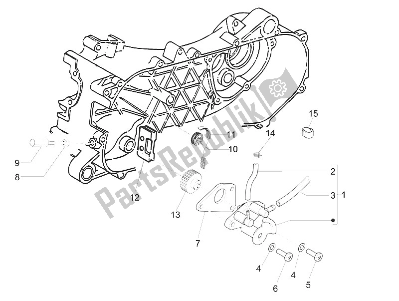 All parts for the Oil Pump of the Piaggio NRG Power DD H2O CH 50 2011