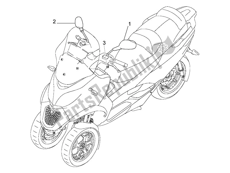 Alle onderdelen voor de Drijvende Spiegel / S van de Piaggio MP3 500 LT E4 Sport Business EU 2016