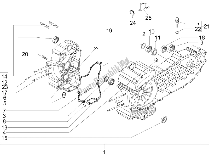 All parts for the Crankcase of the Piaggio Beverly 400 IE E3 2006