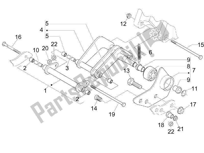 Toutes les pièces pour le Bras Oscillant du Piaggio BV 250 USA 2006