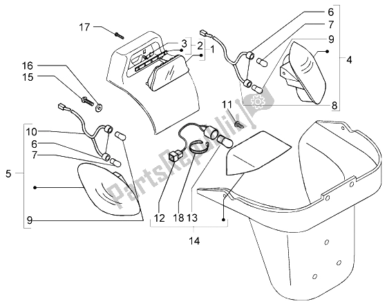 All parts for the Rear Lights of the Piaggio X9 125 Evolution 2006