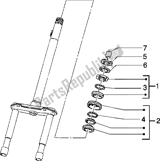 All parts for the Steering Bearing Ball Tracks of the Piaggio NRG MC3 50 2002