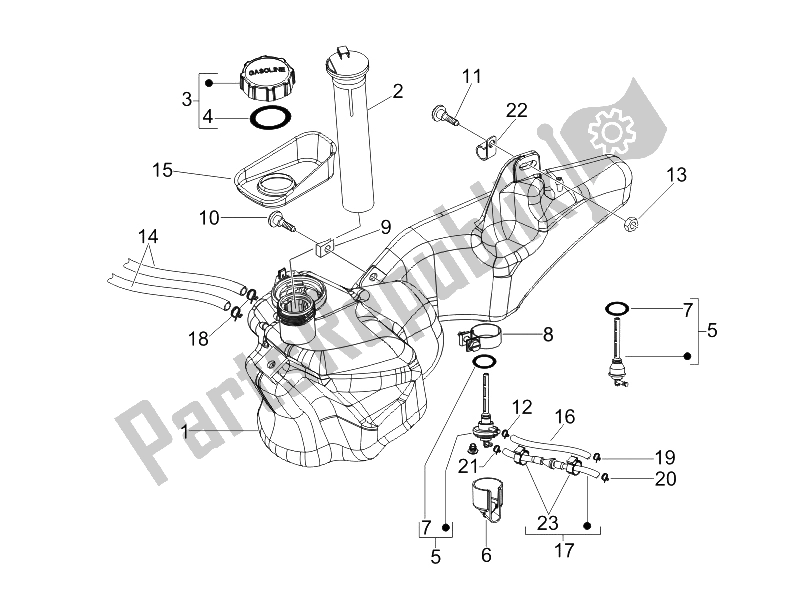 All parts for the Fuel Tank of the Piaggio Liberty 125 4T Sport E3 2006