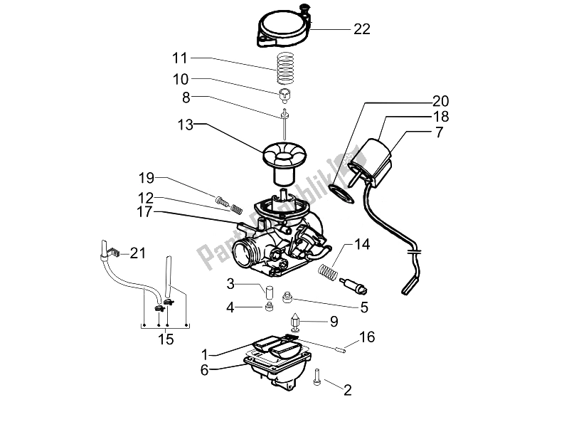 Alle onderdelen voor de Carburateur Onderdelen van de Piaggio Liberty 50 4T PTT D 2014