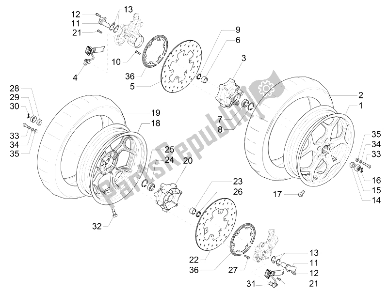 Tutte le parti per il Ruota Anteriore del Piaggio MP3 300 LT Business Sport ABS 2014