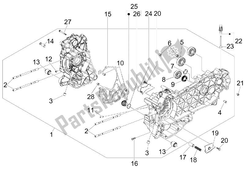 Todas las partes para Caja Del Cigüeñal de Piaggio MP3 125 IE 2008