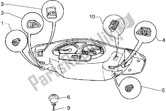 All parts for the Electrical Devices (2) of the Piaggio Hexagon GTX 125 1999