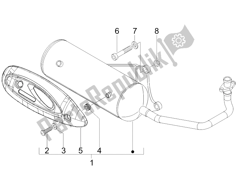 All parts for the Silencer of the Piaggio FLY 100 4T 2008