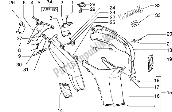 Tutte le parti per il Coperture Laterali del Piaggio Typhoon 125 X 2003