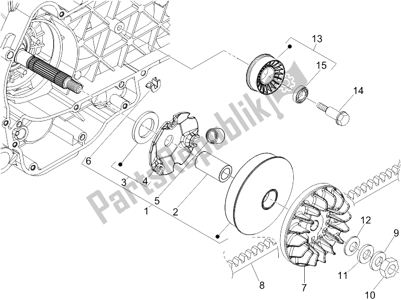 Tutte le parti per il Puleggia Motrice del Piaggio X8 250 IE UK 2005