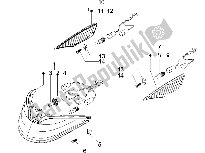 Toutes les pièces pour le Phares Avant - Clignotants du Piaggio X8 400 IE Euro 3 2006