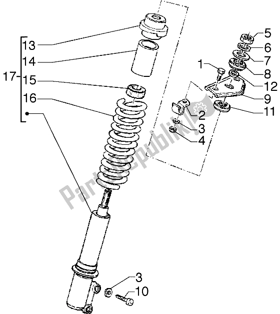 Toutes les pièces pour le Amortisseur Avant du Piaggio Hexagon GTX 125 1999