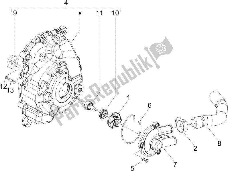 Toutes les pièces pour le Pompe De Refroidissement du Piaggio X8 125 Potenziato UK 2005