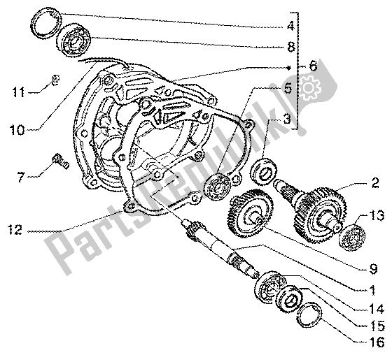 All parts for the Rear Wheel Shaft of the Piaggio Super Hexagon GTX 125 2003