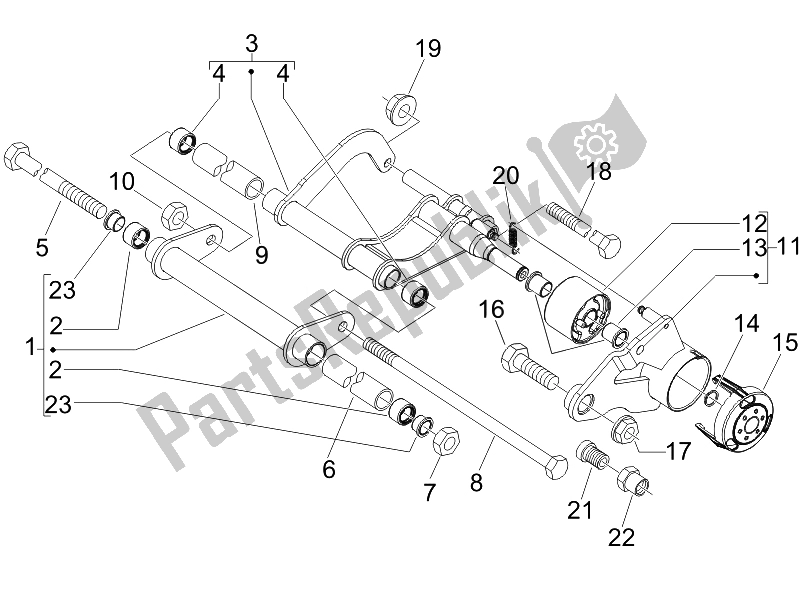 Tutte le parti per il Braccio Oscillante (2) del Piaggio MP3 250 USA 2007
