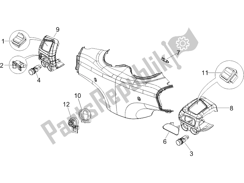 Toutes les pièces pour le Sélecteurs - Interrupteurs - Boutons du Piaggio Carnaby 250 4T IE E3 2008