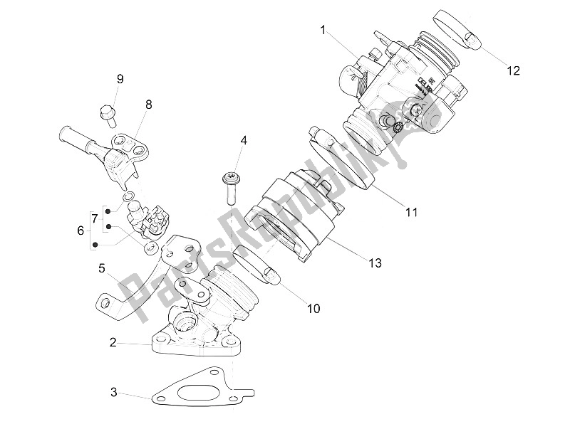 Toutes les pièces pour le Corps De Papillon - Injecteur - Tuyau Union du Piaggio Liberty 150 Iget 4T 3V IE ABS Asia 2016