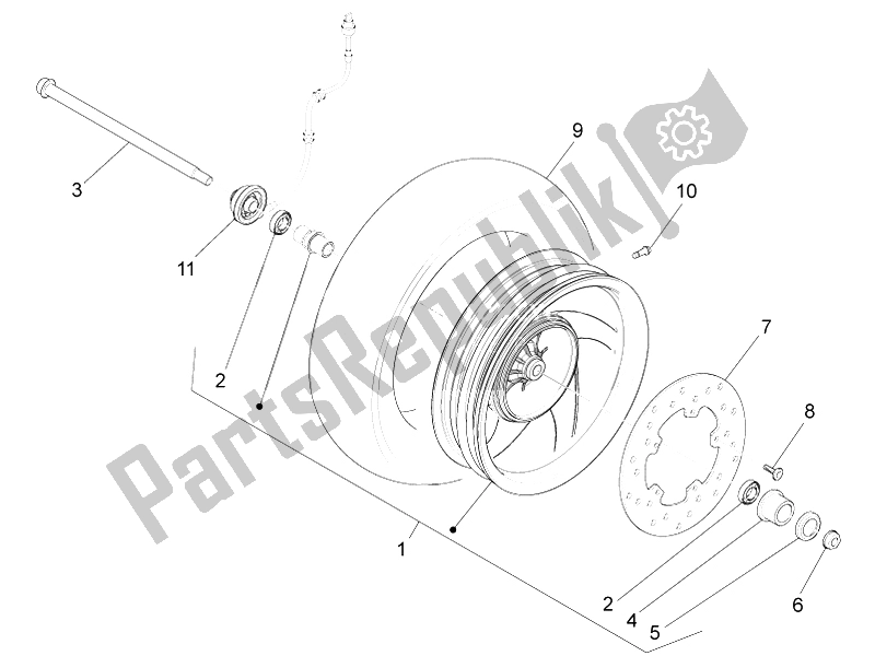 Toutes les pièces pour le Roue Avant du Piaggio FLY 50 4T 4V USA 1 2014