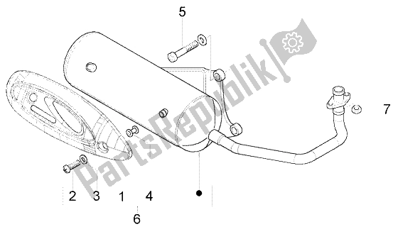 All parts for the Silencer of the Piaggio FLY 50 2T 2004