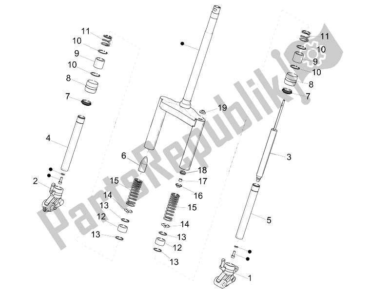 All parts for the Komponen Garpu (wuxi Top) of the Piaggio NRG Power DT 50 2007