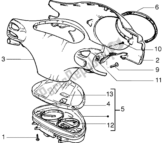 Alle onderdelen voor de Snelheidsmeters Kms.-stuurhoezen van de Piaggio Liberty 125 1998