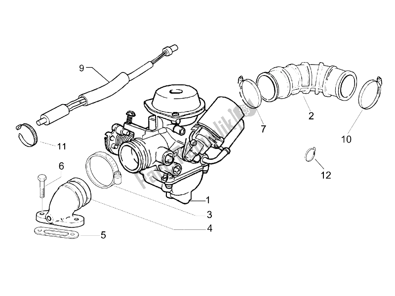 All parts for the Carburettor, Assembly - Union Pipe of the Piaggio Liberty 125 4T 2006