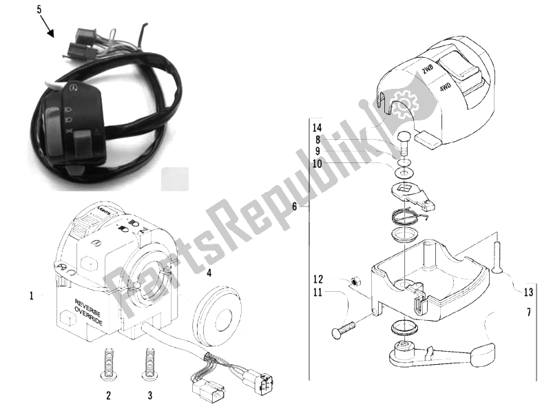 All parts for the Selectors - Switches - Buttons of the Piaggio Trackmaster 400 2006