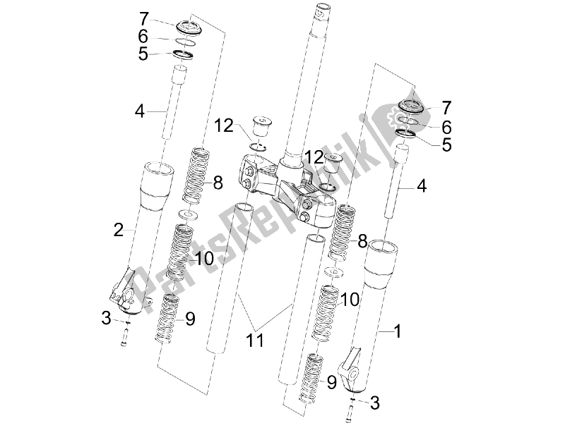 Todas as partes de Componentes Do Garfo (acompanhantes) do Piaggio Beverly 125 2005