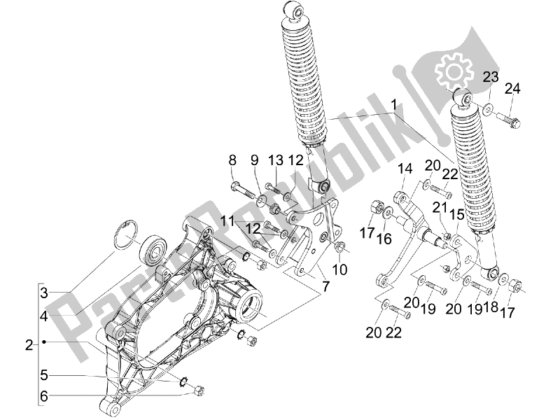 Toutes les pièces pour le Suspension Arrière - Amortisseur / S du Piaggio MP3 300 IE MIC 2010