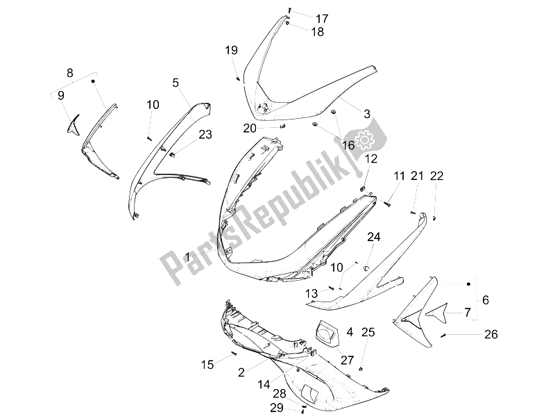 Todas las partes para Escudo Delantero de Piaggio X 10 500 4T 4V I E E3 2012