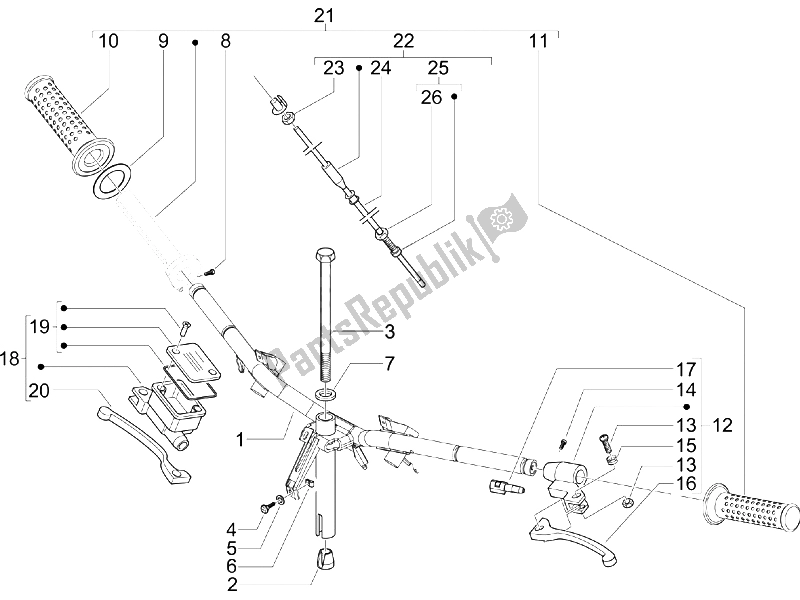 Toutes les pièces pour le Guidon - Master Cil. Du Piaggio ZIP 50 4T 25 KMH 2006