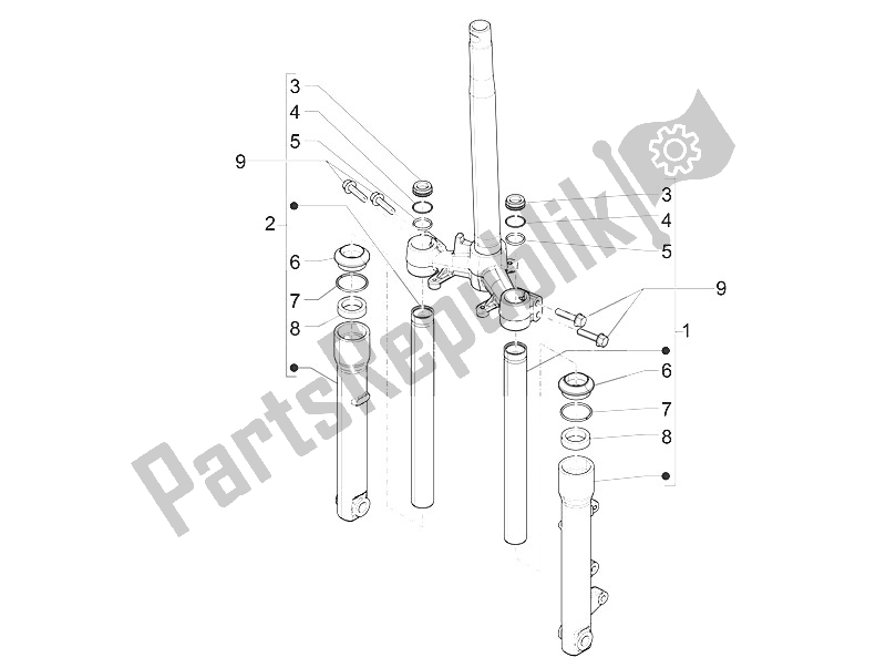 Toutes les pièces pour le Composants De La Fourche (wuxi Top) du Piaggio Liberty 150 Iget 4T 3V IE ABS Asia 2016