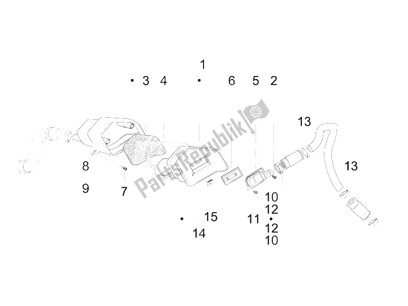 All parts for the Secondary Air Box of the Piaggio ZIP 50 2T 2009