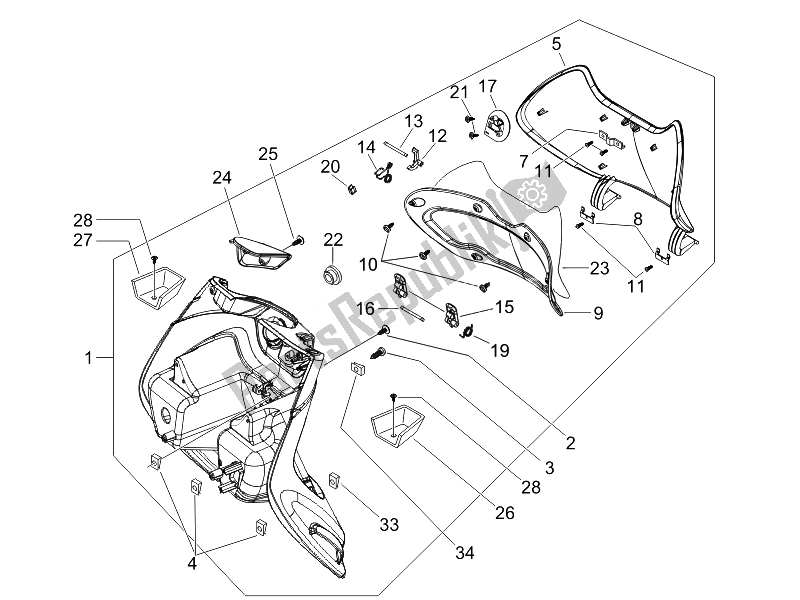 Todas las partes para Guantera Frontal - Panel De Rodilleras de Piaggio Beverly 250 Cruiser E3 2007