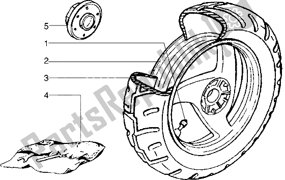 All parts for the Rear Wheel (vehicle With Rear Drum Brake) of the Piaggio NRG Extreme 50 1999