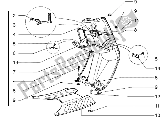 Tutte le parti per il Vano Portaoggetti Anteriore del Piaggio Sfera RST 50 1995