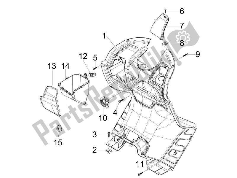 Todas las partes para Guantera Frontal - Panel De Rodilleras de Piaggio X7 125 IE Euro 3 2009