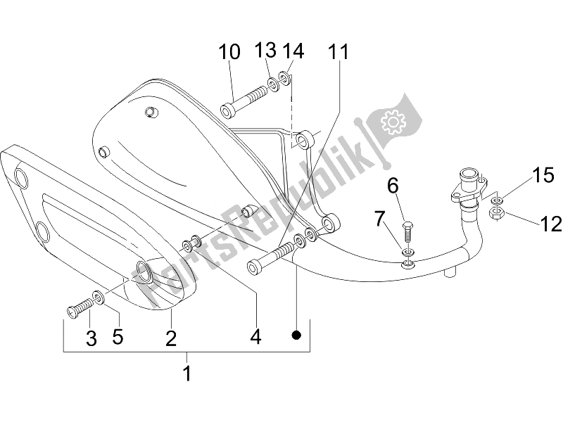 All parts for the Silencer (2) of the Piaggio FLY 150 4T USA 2007