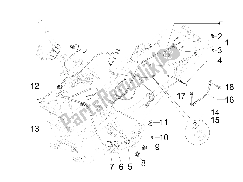 All parts for the Main Cable Harness of the Piaggio X7 300 IE Euro 3 2009