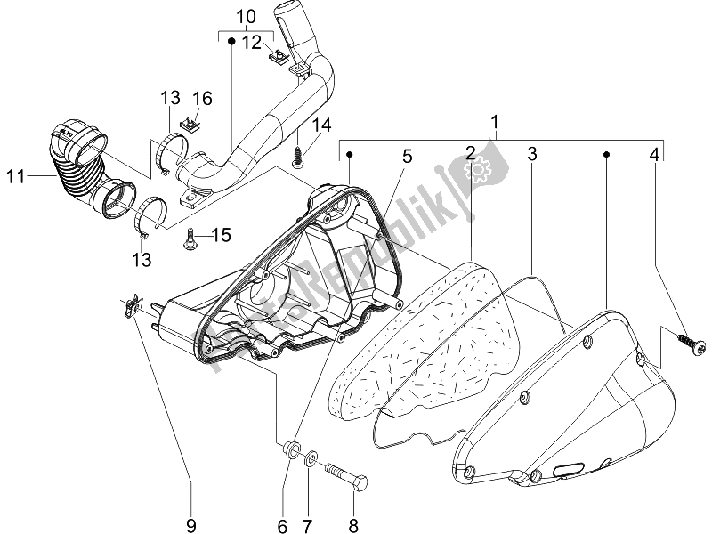 Toutes les pièces pour le Filtre à Air du Piaggio Liberty 125 4T PTT E3 A 2007